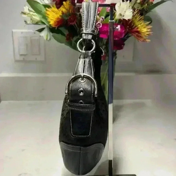 Coach Black Signature Hobo Tote Bag #1460 - Picture 3 of 12